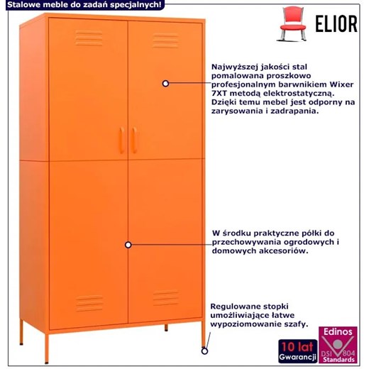 Pomarańczowa stalowa szafa wielofunkcyjna do garażu - Garu 7X Elior One Size Edinos.pl