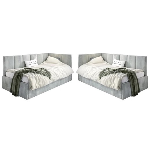 Tapicerowane łóżko młodzieżowe 80x200 - popiel - Barnet 3X Elior One Size promocyjna cena Edinos.pl