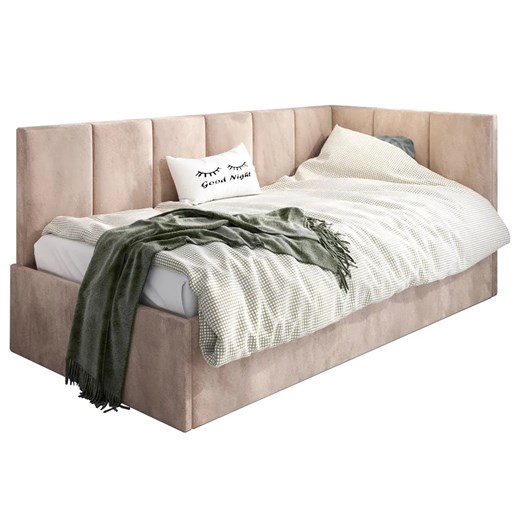 Tapicerowane łóżko młodzieżowe 80x200 - beżowy - Barnet 3X Elior One Size okazyjna cena Edinos.pl