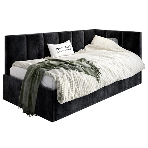 Czarne młodzieżowe łóżko z pojemnikiem 120x200 - Barnet 5X ze sklepu Edinos.pl w kategorii Łóżka dziecięce - zdjęcie 172220871