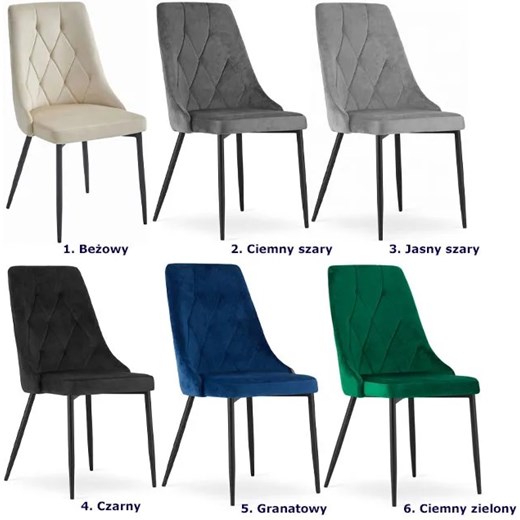 Granatowe krzesło pikowane welurowe do salonu - Imre 3X Elior One Size Edinos.pl