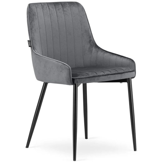 Ciemnoszare welurowe krzesło w stylu nowoczesnym - Cinar 3X Elior One Size Edinos.pl