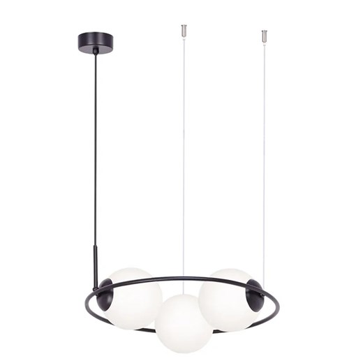 Lampa metalowy okrąg z białymi kloszami nad stół - A202 Z9-D95 ze sklepu Edinos.pl w kategorii Lampy wiszące - zdjęcie 172221690
