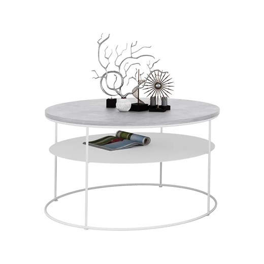 Okrągły stolik kawowy z białym stelażem beton - Karolis 5X Elior One Size Edinos.pl