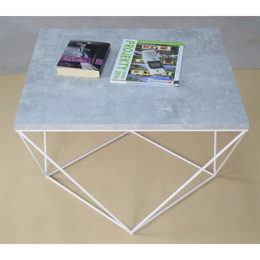 Druciany stolik kawowy beton + biały - Galapi 4X Elior One Size Edinos.pl