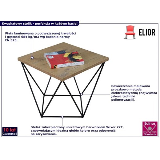 Stolik kawowy w stylu loft dąb lancelot + czarny - Galapi 5X Elior One Size Edinos.pl