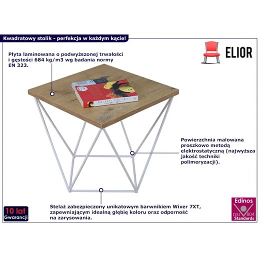 Skandynawski stolik kawowy dąb lancelot + biały - Galapi 5X Elior One Size Edinos.pl