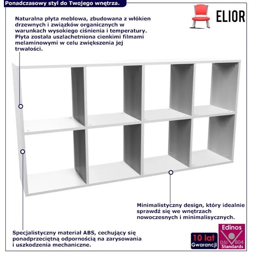 Biały regał do gabinetu skandynawskiego - Begonis 5x Elior One Size Edinos.pl