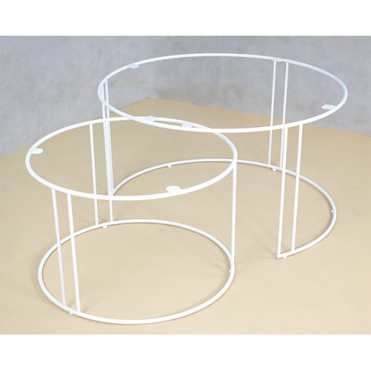Dwa stoliki druciane w zestawie biały + dąb sonoma - Olona 5X Elior One Size Edinos.pl