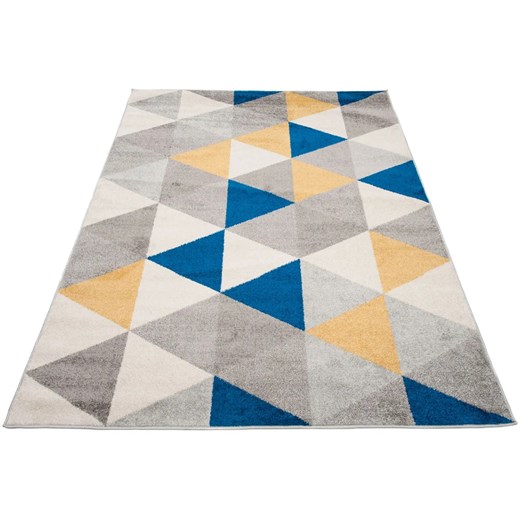 Ciemnoszary dywan w niebieskie trójkąty - Caso 6X ze sklepu Edinos.pl w kategorii Tekstylia dziecięce - zdjęcie 172222460