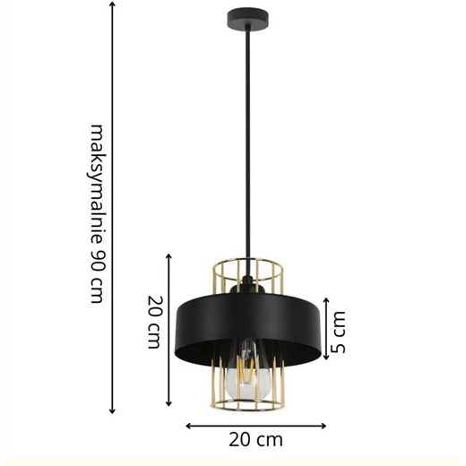 Czarna metalowa lampa wisząca w stylu loft - A239-Amla Lumes One Size Edinos.pl