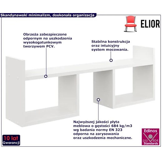 Biała skandynawska półka ścienna - Esto Elior One Size promocja Edinos.pl