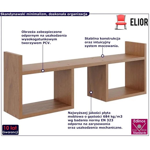 Minimalistyczna półka wisząca w kolorze orzech - Esto Elior One Size okazja Edinos.pl