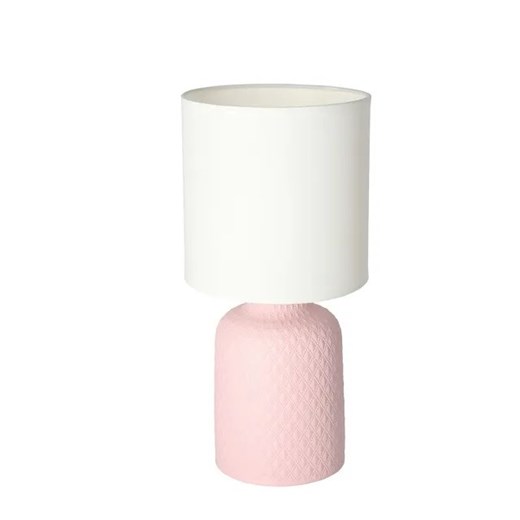 Różowa lampa stołowa z wytłoczonym wzorem na ceramicznej podstawie - V085 G8-G97 ze sklepu Edinos.pl w kategorii Lampy stołowe - zdjęcie 172223020