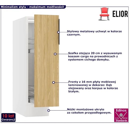 Dolna szafka kuchenna cargo 20 cm dąb olejowany - Skania 4X Elior One Size Edinos.pl