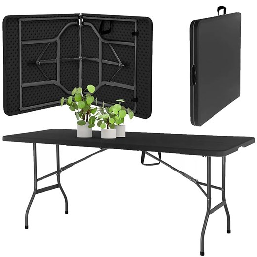 Czarny prostokątny stół bankietowy 180 cm - Nifo ze sklepu Edinos.pl w kategorii Stoły ogrodowe - zdjęcie 172223151