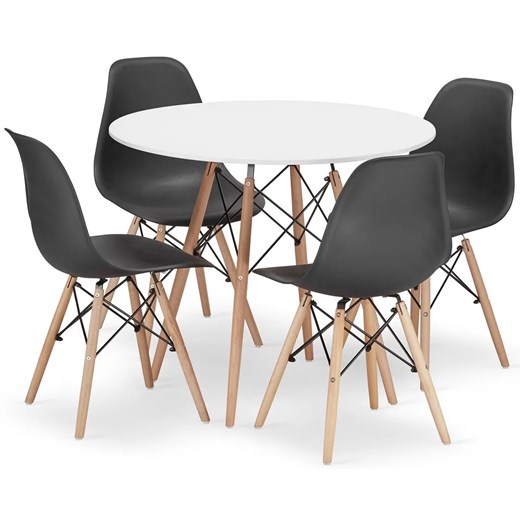 Komplet biały stół 90 cm z 4 krzesłami - Osato 6X 3 kolory Elior One Size Edinos.pl