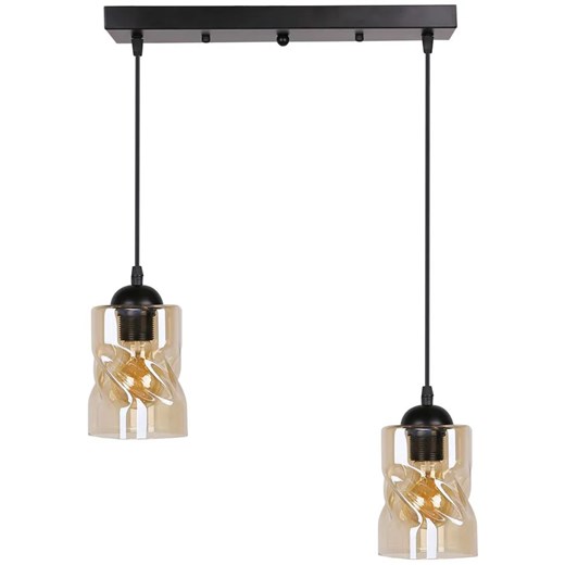Czarna regulowana lampa wisząca szkło bursztynowe - 3X Z024 M1-K88 ze sklepu Edinos.pl w kategorii Lampy wiszące - zdjęcie 172223330