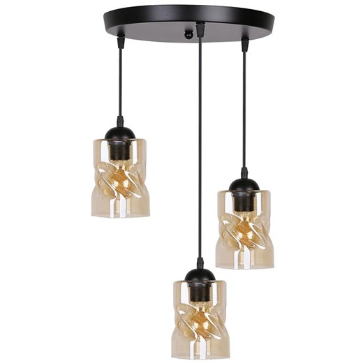 Czarna lampa wisząca na dysku szkło bursztynowe - 6X Z026 A4-M26 ze sklepu Edinos.pl w kategorii Lampy wiszące - zdjęcie 172223334