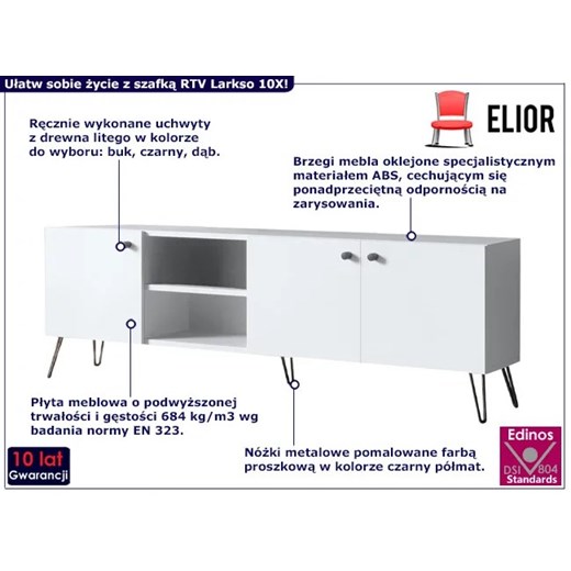 Biała szafka pod telewizor na nóżkach - Larkso 10X Elior One Size Edinos.pl