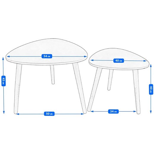 Komplet 2 trójkątnych stolików kawowych biały + naturalny - Pawo Elior One Size Edinos.pl