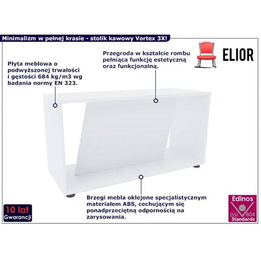 Biały minimalistyczny stolik kawowy - Vortex 3X Elior One Size Edinos.pl