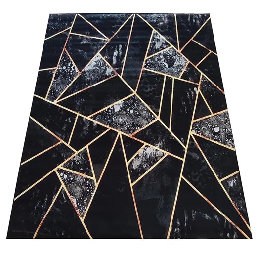 Czarny dywan z geometrycznymi wzorami - Eglam 8X Profeos One Size Edinos.pl