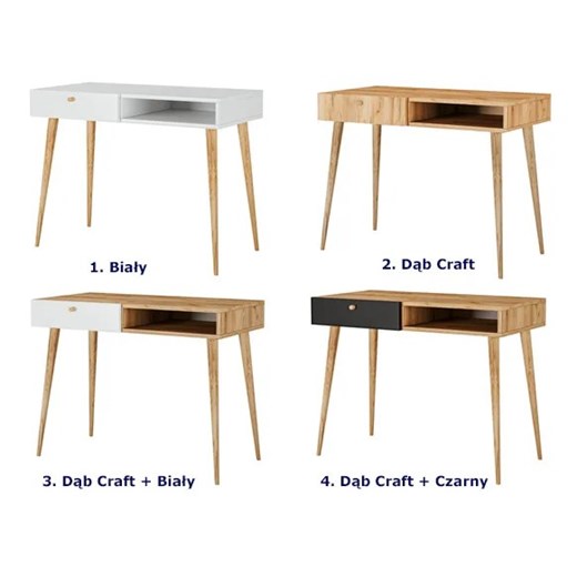 Biurko z szufladą w stylu skandynawskim dąb craft + biały - Elara 5X Elior One Size promocyjna cena Edinos.pl