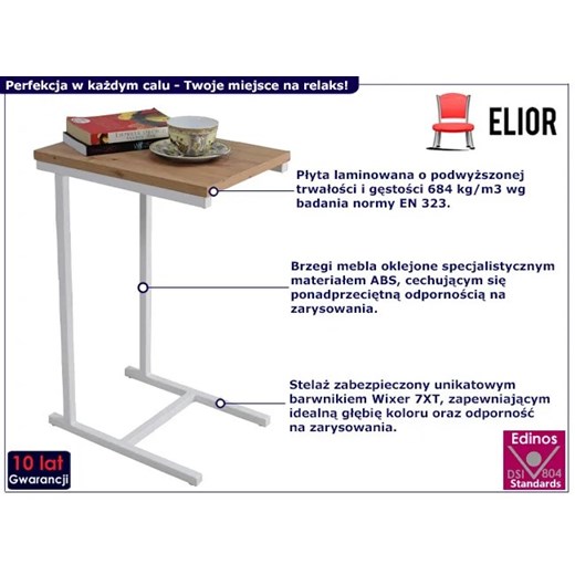 Skandynawski stolik boczny biały + dąb artisan - Elys 5X Elior One Size Edinos.pl okazja