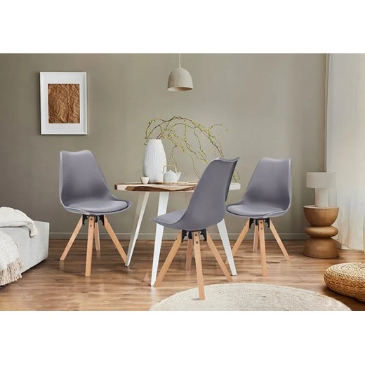 Szare krzesło z drewnianymi nóżkami - Wiso Elior One Size Edinos.pl