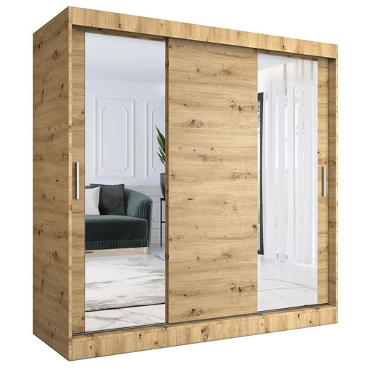 Szafa Przesuwna Dąb Artisan 200 Cm E0-Z60 ze sklepu Edinos.pl w kategorii Szafy - zdjęcie 172224360