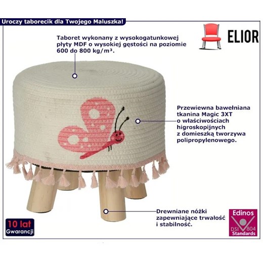 Mały taboret dla dziecka motylek - Enio Elior One Size Edinos.pl