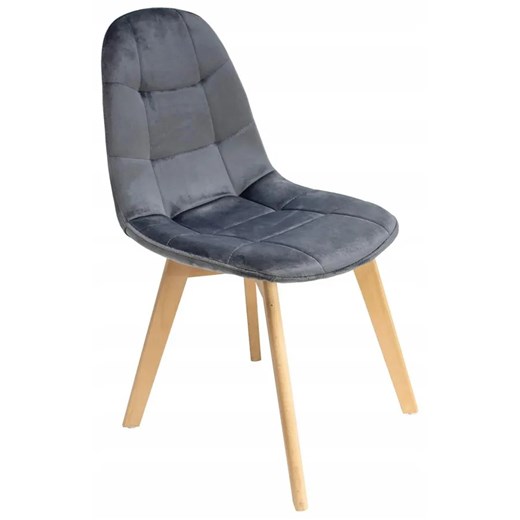 Szare skandynawskie krzesło drewniane tapicerowane - Oder ze sklepu Edinos.pl w kategorii Krzesła - zdjęcie 172224511