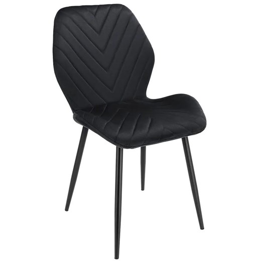 Czarne krzesło tapicerowane metalowe z przeszyciami - Upio ze sklepu Edinos.pl w kategorii Krzesła - zdjęcie 172224540