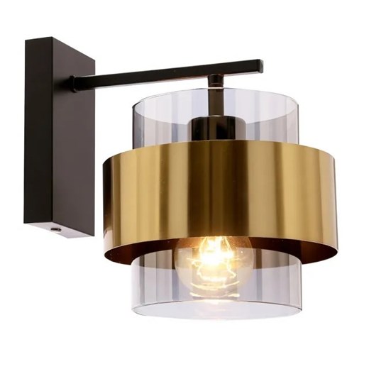 Czarny elegancki kinkiet z mosiężnym okręgiem wokół klosza - V099-Benoti Lumes One Size Edinos.pl