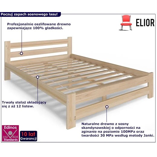 Sosnowe łóżko w stylu skandynawskim 120x200 - Zinos 3X Elior One Size Edinos.pl