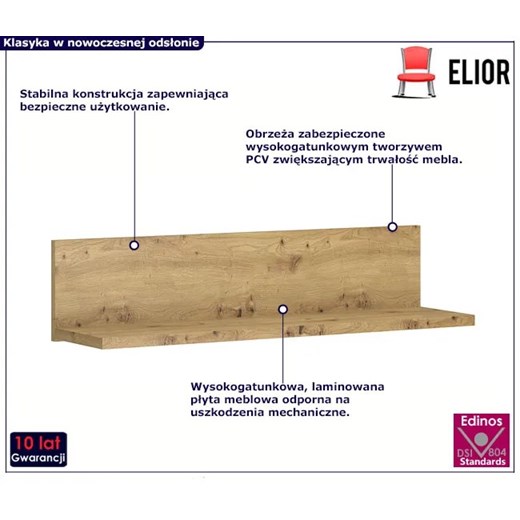 Minimalistyczna półka na ścianę dąb artisan - Basani 26X Elior One Size Edinos.pl