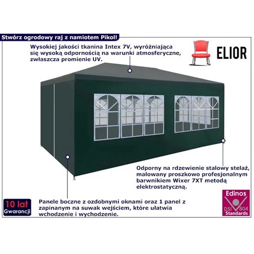 Zielony namiot plenerowy z oknami - Pikol Elior One Size Edinos.pl