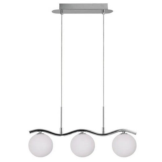 Chromowa lampa wisząca z trzema kloszami na falistej listwie - V117-Malavi Lumes One Size Edinos.pl