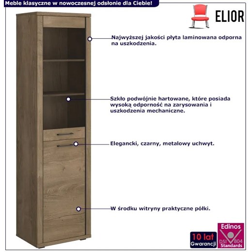 Wysoka witryna w stylu klasycznym dąb lefkas - Efanos 11X Elior One Size Edinos.pl