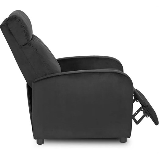 Czarny welurowy fotel z podnóżkiem - Alho 4X Elior One Size Edinos.pl