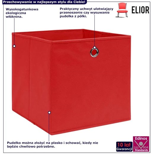 Czerwony zestaw 4 pudełek do przechowywania - Fiwa 3X Elior One Size Edinos.pl