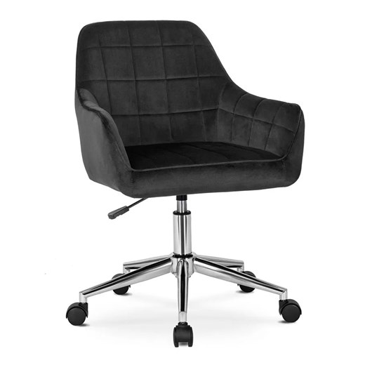 Czarny welurowy fotel obrotowy do biurka - Ondo ze sklepu Edinos.pl w kategorii Krzesła biurowe - zdjęcie 172226032