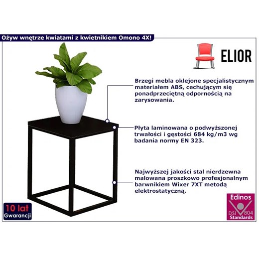 Czarny metalowy stojak na kwiaty - Omono 4X Elior One Size Edinos.pl