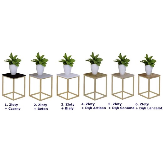 Minimalistyczny kwietnik z metalowym stelażem złoty + beton - Omono 6X Elior One Size Edinos.pl
