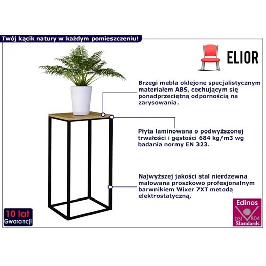Industrialny stojak na kwiaty czarny + dąb artisan - Mobis 4X Elior One Size Edinos.pl