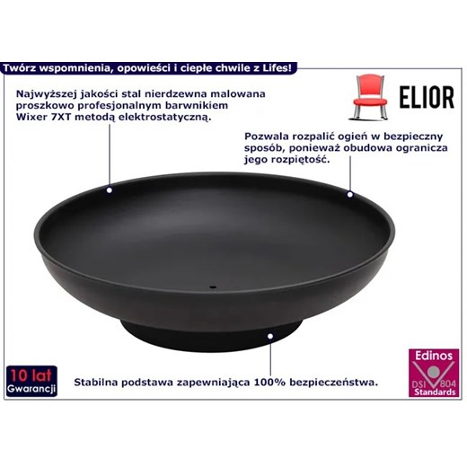 Okrągłe czarne palenisko ogrodowe - Lifes Elior One Size promocyjna cena Edinos.pl