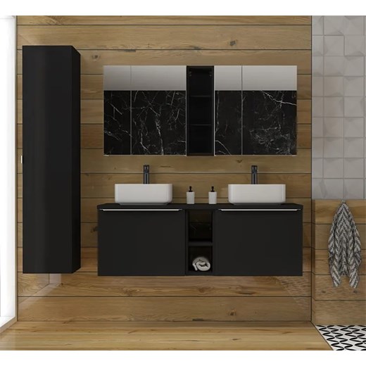 Czarna wisząca szafka pod umywalkę 60 cm - Larosa 4X Elior One Size Edinos.pl