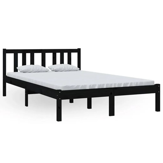 Czarne drewniane łóżko z zagłówkiem 120x200 cm - Kenet 4X ze sklepu Edinos.pl w kategorii Łóżka i materace - zdjęcie 172226964