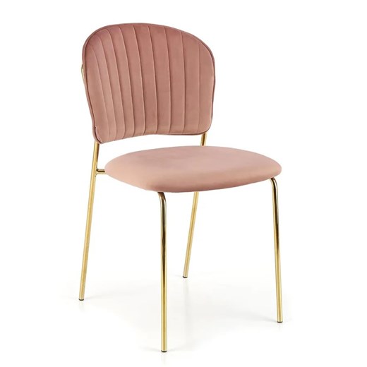 Różowe welurowe tapicerowane krzesło w stylu glamour - Edsel Elior One Size Edinos.pl